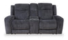 Atlantis 79\" Fabric Zero Gravity Power Reclining Loveseat with Storage Console and USB Ports - Dark Grey
