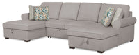 Scott Living Haven 3-Piece Chenille Fabric Sleeper Sectional with Two Storage Chaises - Grey