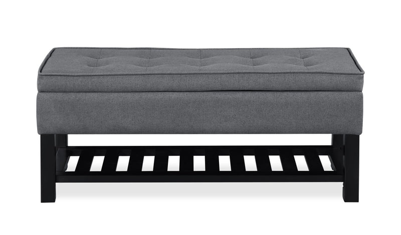 Ryan 43.5\" Storage Bench with Bottom Shelf - Dark Grey