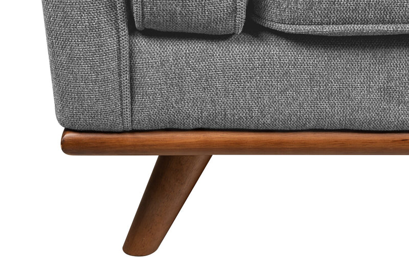 Kort & Co. Kassia 65.4\" Linen-Look Fabric Loveseat with Wood Base and Legs - Grey