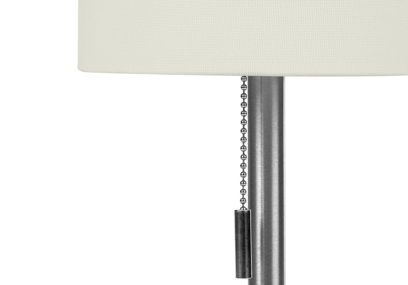 17\" Nickle Metal 2-Piece Set, with Two Table Lamps and USB Charging