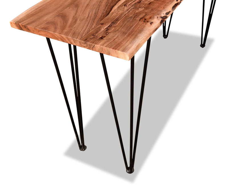 Kaleb 58\" Rustic Sofa Table - Brown and Black with Metal Legs