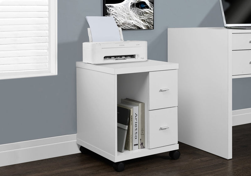Willis 17.75\" Filing Cabinet with 2-Drawers & Open Storage on Casters - White