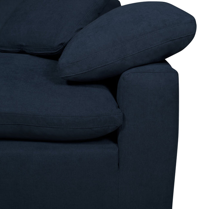 Eclipse Modular 86\" Linen-Look Fabric Loveseat with Reversible Feather Down Cushions - Navy Blue