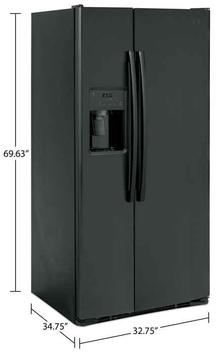 GE 33\" 23.2 Cu. Ft. Side-by-Side Refrigerator - Black - GSS23GGPBB