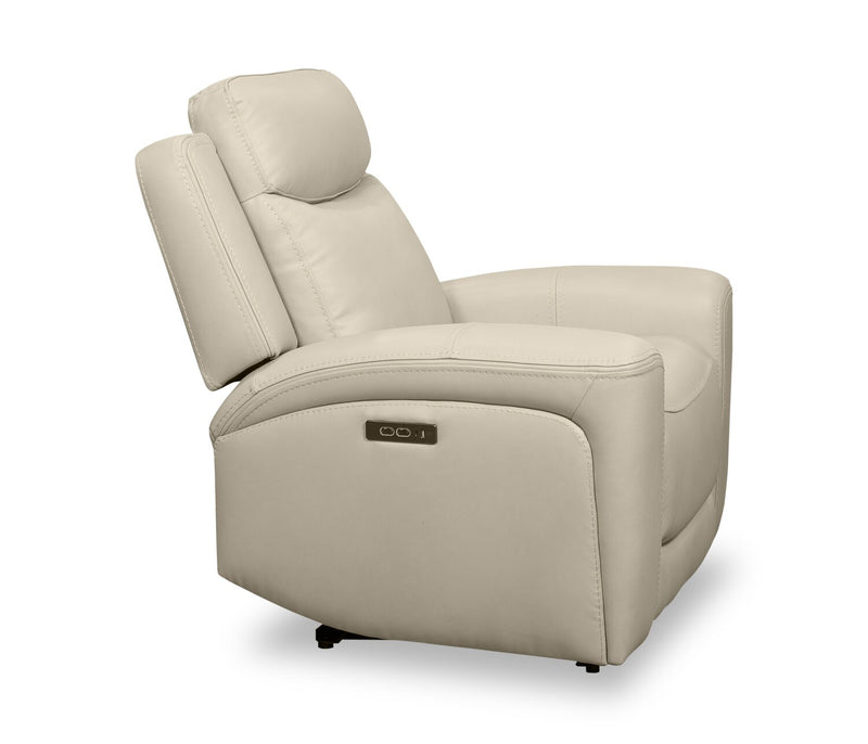 Scott Living Prescott 42.5\" Genuine Leather Power Reclining Chair with Power Headrest - Platinum Grey
