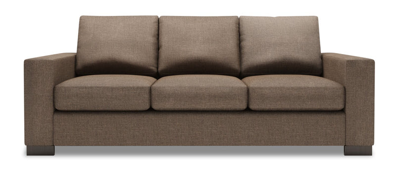 Made in Canada Customizable Sofa Lab Track 85\" Linen-Look Fabric Sofa with Track Arms - Luna Praline Brown