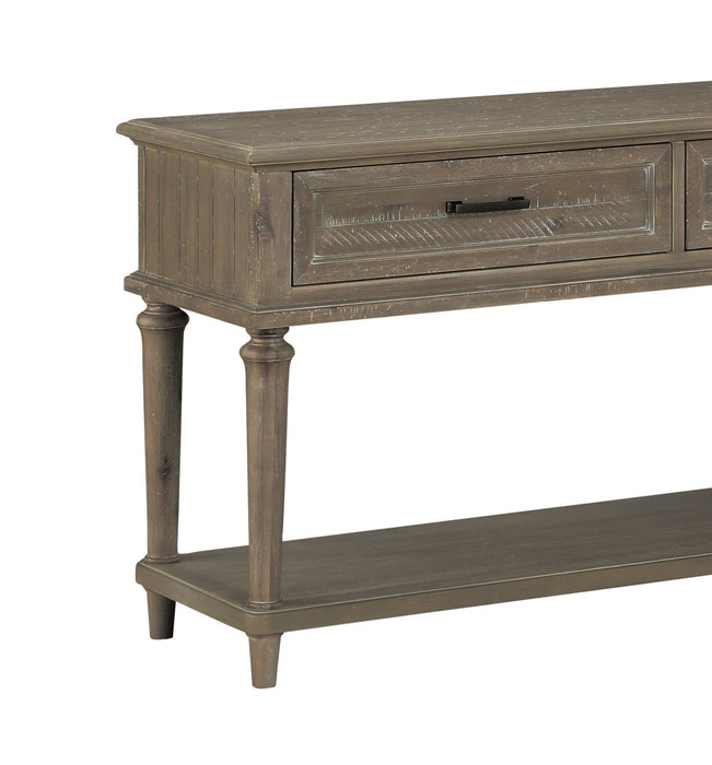 Winston 54\" Rustic Sofa Table with Storage and Shelf - Light Brown with Driftwood Finish