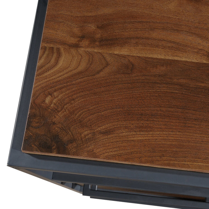 Elzie 65.98\" L-Shaped Office Desk - Gr& Walnut