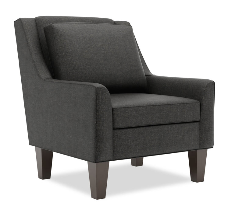Made in Canada Sofa Lab Customizable Club 29\" Linen-Look Fabric Accent Chair with Wood Legs - Luna Kohl Grey