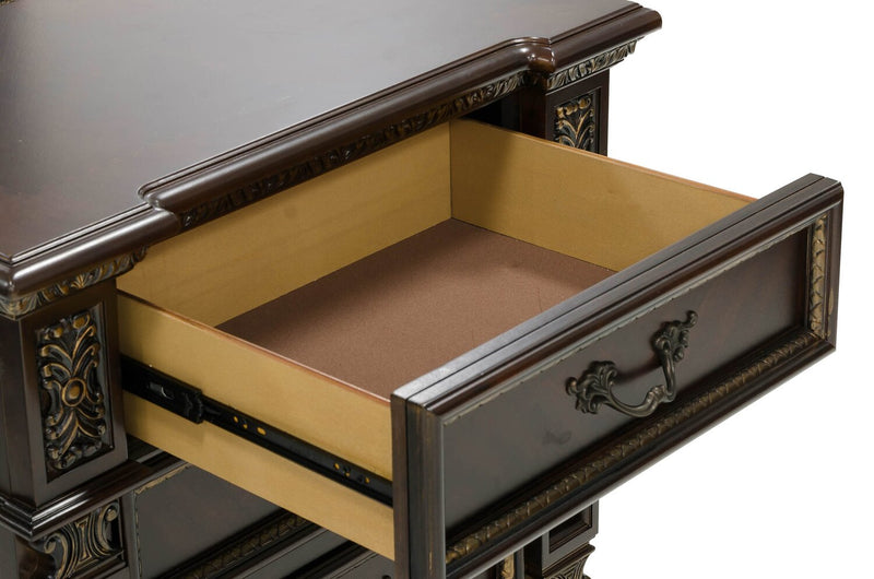 Wynn 6pc Bedroom Set with Bed, Dresser, Mirror & Nightstand, Cherry Brown - King Size