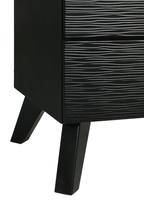 Atlas Bedside 2-Drawer Nightstand, 24.5\"W x 23.4\"H, Mid-Century Modern - Black