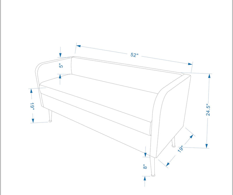 Cass 52\" Bench - Grey Velvet with Gold Legs