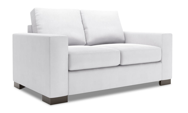 Made in Canada Customizable Sofa Lab Track  62\" Linen-Look Fabric Loveseat with Track Arms - Pax Ice White