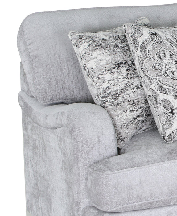 Made in Canada Bellmont 89\" Chenille Fabric Sofa with Reversible Cushions and Wood Legs - Platinum Grey