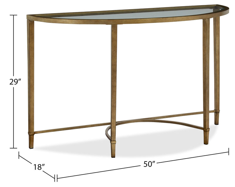 Copia 50\" Traditional Glass Top Sofa Table - Silver and Gold with Metal Base