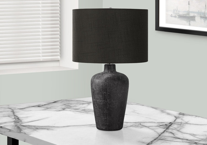 24\" Black Ceramic Textured Table Lamp
