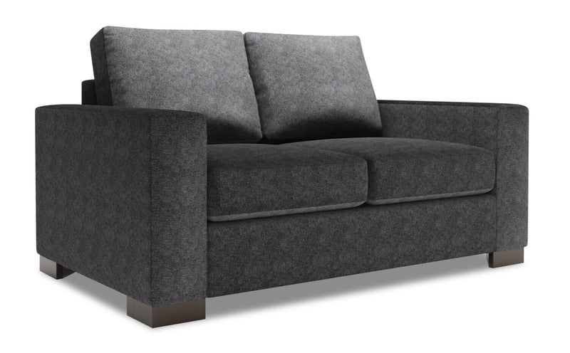 Made in Canada Customizable Sofa Lab Track  62\" Chenille Fabric Loveseat with Track Arms - Luxury Charcoal Grey