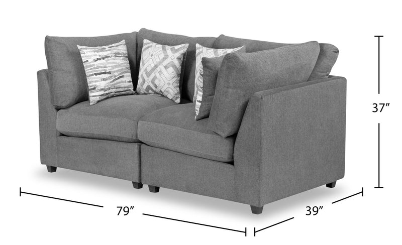 Scott Living Evolve Modular 79\" Linen-Look Fabric Loveseat with Removable Feather Down Cushions - Charcoal Grey