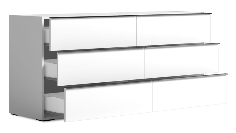 Raia Bedroom 6-Drawer Dresser - Made in Italy, 59\"W x 33\"H, Modern - White