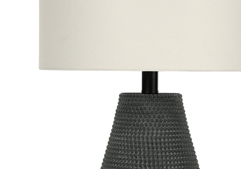 24\" Black Textured Table Lamp with Drum Shade
