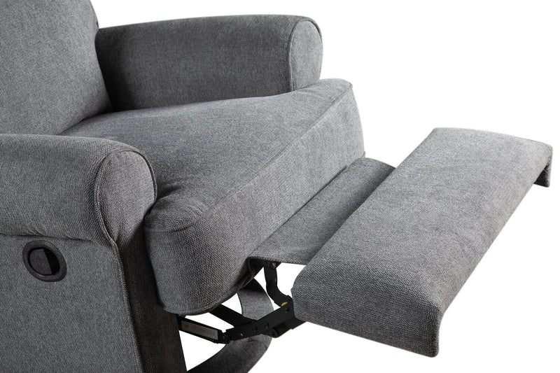 Bevin 34.4\" Grey Chenille Fabric Swivel Glider Reclining Chair