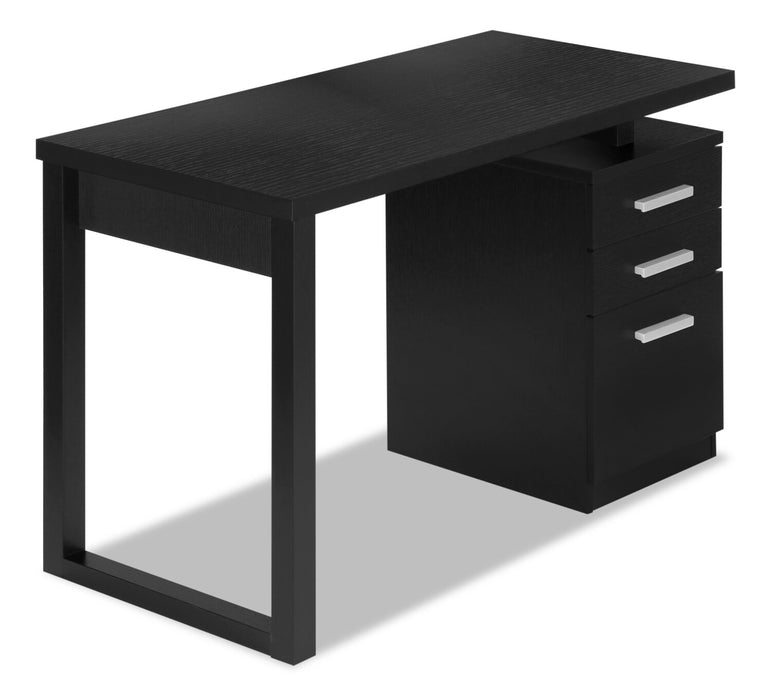 Ronan 47.25\" Reversible Office Desk with 3-Drawers - Black