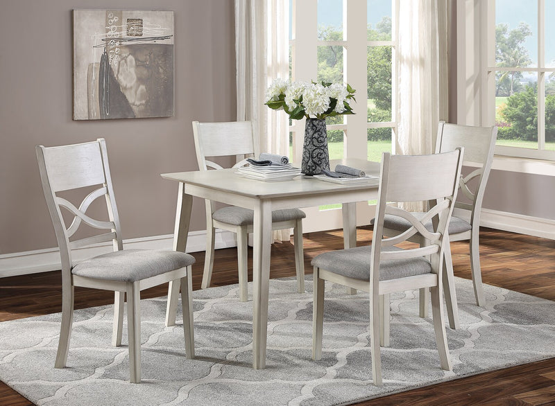 Shae 5pc Dining Set with Table & 4 Chairs, 48\"W - Antique White