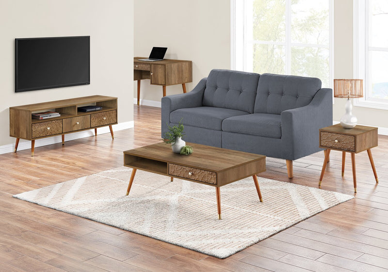 Cydney 43.5\" Modern Coffee Table with Storage - Walnut Finish Wood Legs