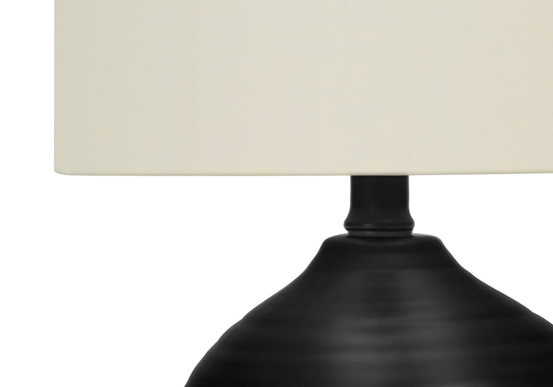 17\" Black Ceramic Linen Drum Shade Table Lamp