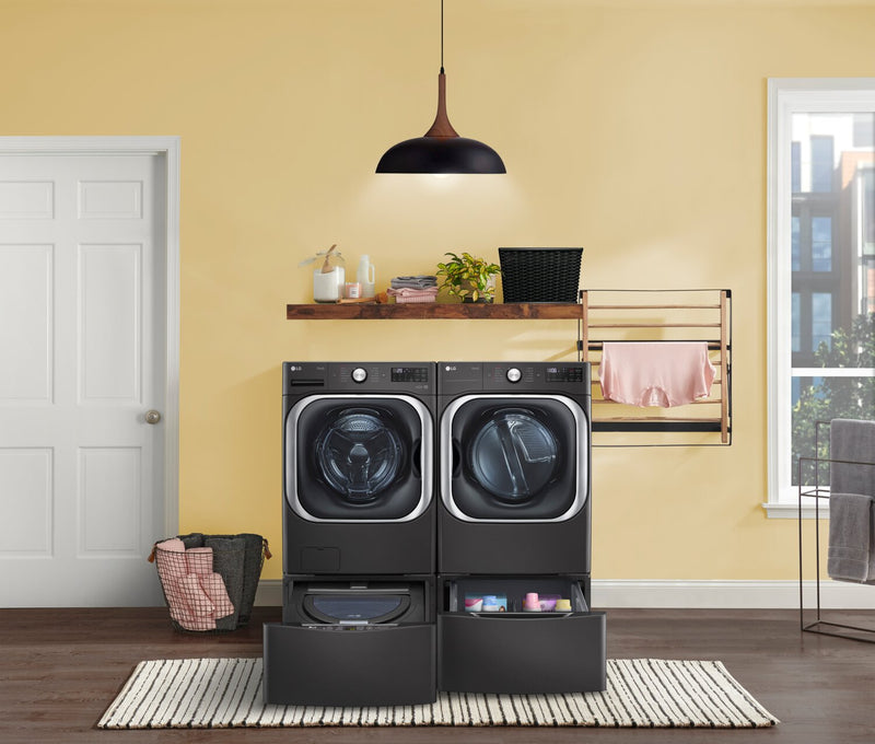 LG 6 Cu. Ft. Front-Load Washer and 9 Cu. Ft. Electric Dryer - Black Steel