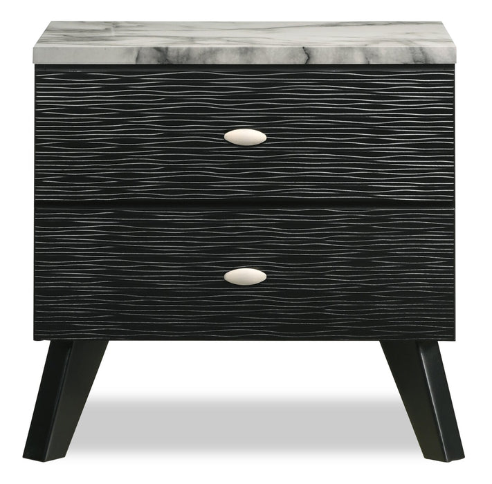 Atlas Bedside 2-Drawer Nightstand, 24.5\"W x 23.4\"H, Mid-Century Modern - Black