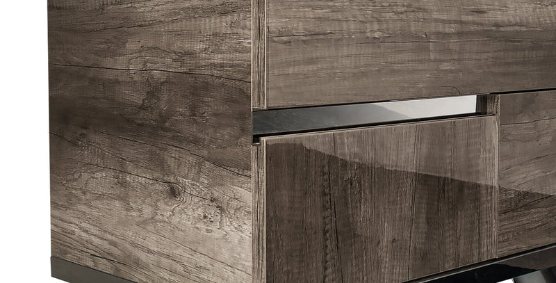 Gino Bedside 2-Drawer Nightstand - Made in Italy, 24.8\"W x 23.2\"H, Modern - Brown