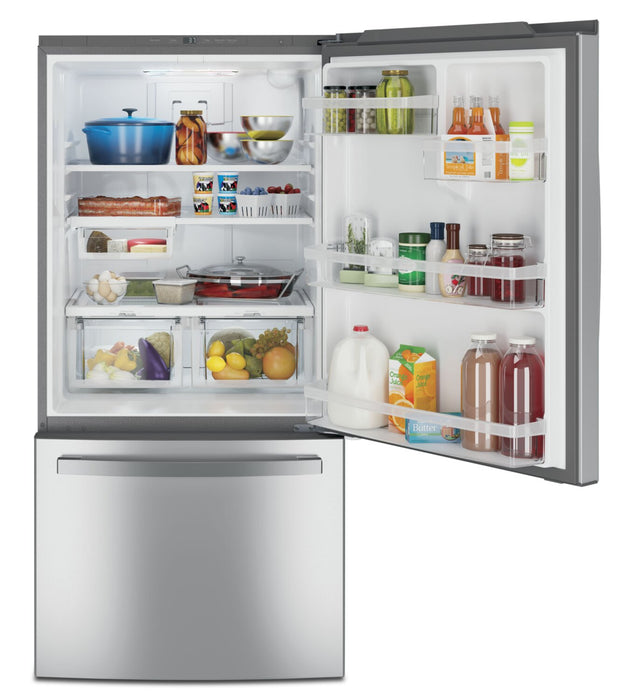 GE 33\" 24.9 Cu. Ft. Bottom-Mount Refrigerator - Stainless Steel Fingerprint Resistant  - GDE25EYKFS