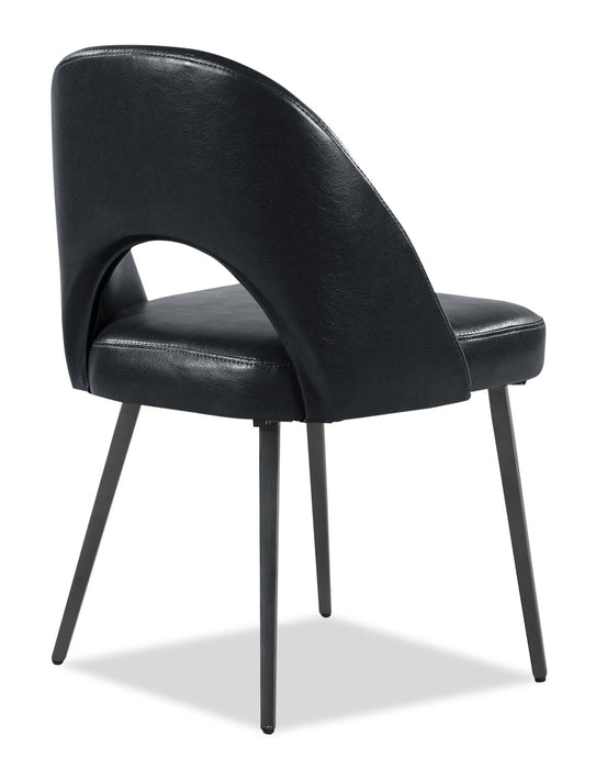 Elijah Dining Chair with Vegan Leather Fabric, Metal - Black