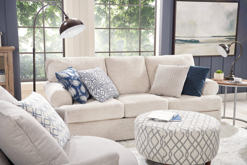 Made in Canada Customizable Sofa Lab Roll 86\" Chenille Fabric Sofa with Rolled Arms - Luxury Sand Beige