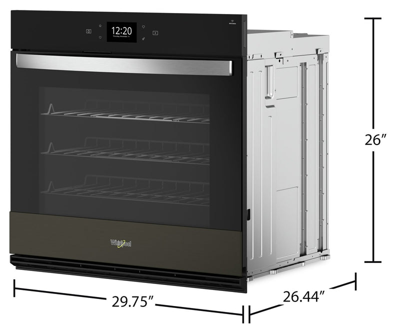 Whirlpool 30\" 4.3 Cu. Ft. Electric Single Wall Oven with True Convection - Black Stainless Steel with PrintShield™ Finish - WOES7030PV