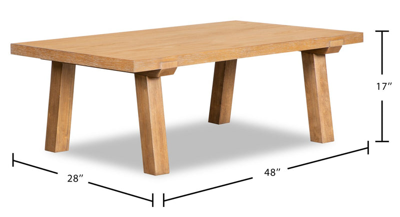 Rhett 48\" Modern Coffee Table - Light Brown Oak