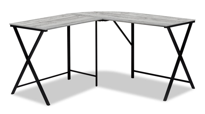 Lidia 55.25\" L-Shaped Corner Office Desk - Grey