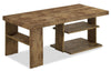 Devon 43.3\" Rustic Coffee Table with Shelf - Light Pine Finish Wood