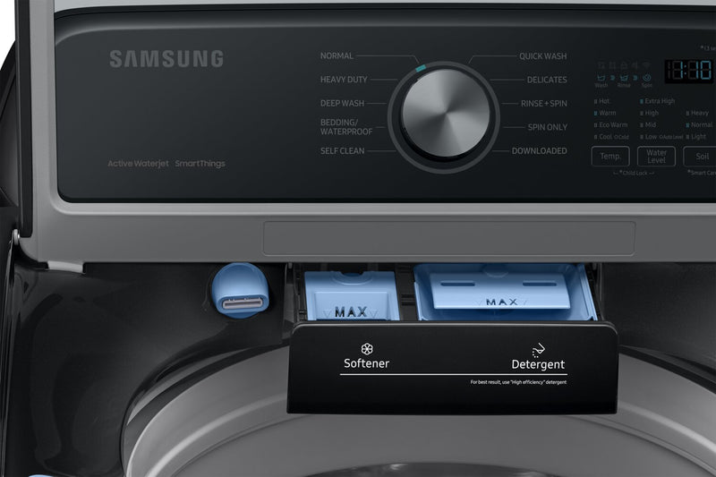 Samsung 5.3 Cu. Ft. Top-Load Washer and 7.4 Cu. Ft. Electric Dryer - Black Stainless