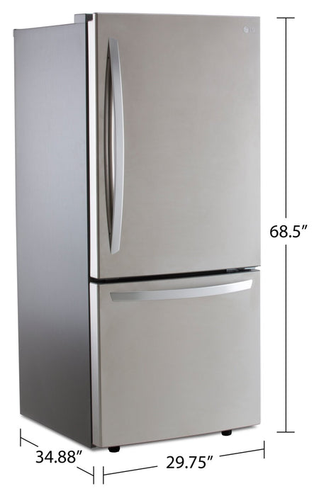 LG 30\" 22 Cu. Ft. Bottom-Mount Refrigerator - Smudge Proof Stainless Steel - LRDNS2200S