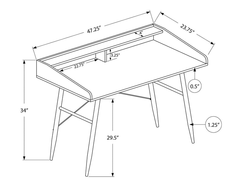 Jeremy 47.25\" Office Desk with Small Hutch - Black