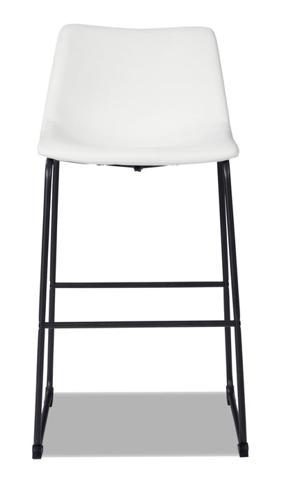 Cole Barstool with Vegan Leather Fabric, Metal - White