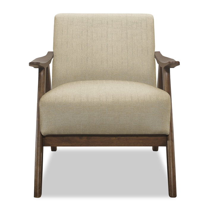 Kyra 28.5\" Linen-Look Fabric Accent Chair with Curved Arms and Wood Frame - Taupe