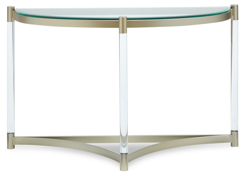 Silas  48\" Modern Glass Top Sofa Table - Platinum with Metal and Acrylic