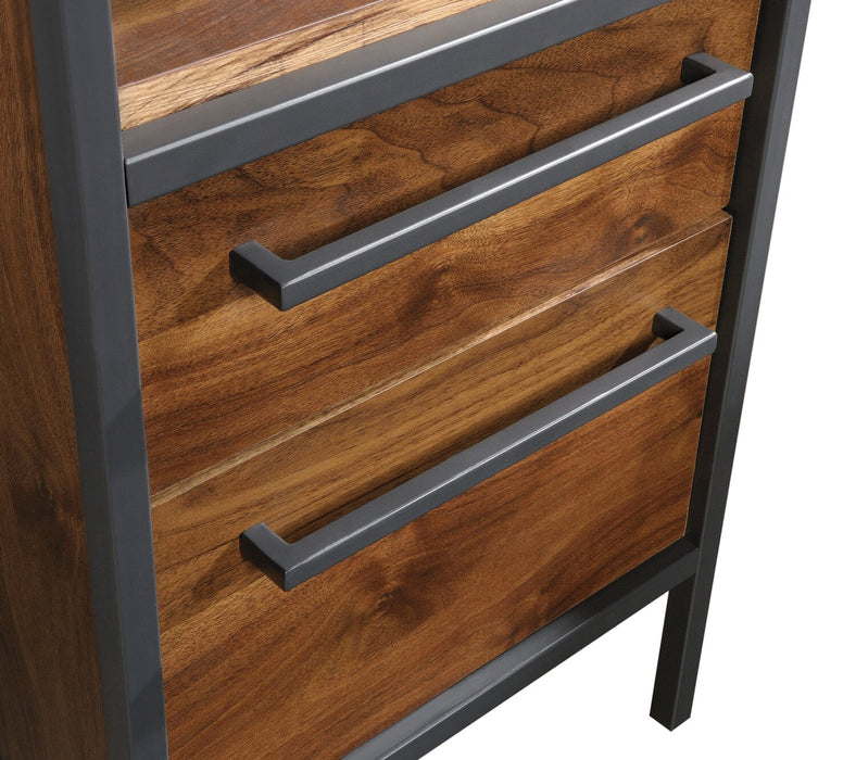 Elzie 65.98\" L-Shaped Office Desk - Gr& Walnut