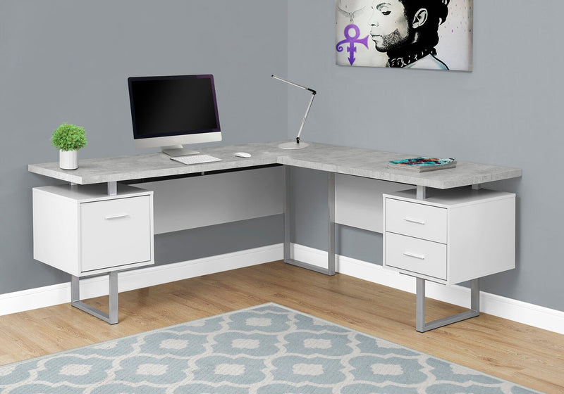Marnie Reversible 71\" L-Shaped Corner Office Desk with 3-Drawers - White
