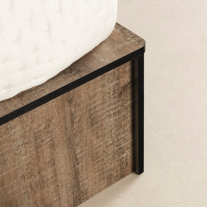 Everley Platform Bed with Built-in Storage & Baskets, Weathered Oak & Matte Black - Twin Size