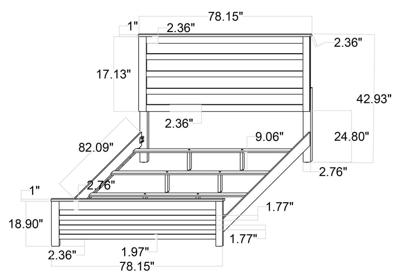 Zoey Panel Bed, Two-tone White & Brown - King Size